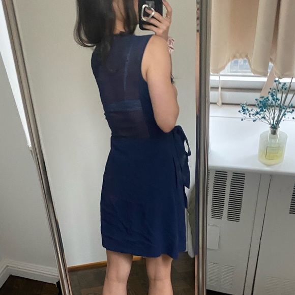 Sandro Sheer back blue wrap dress - Picture 9 of 10